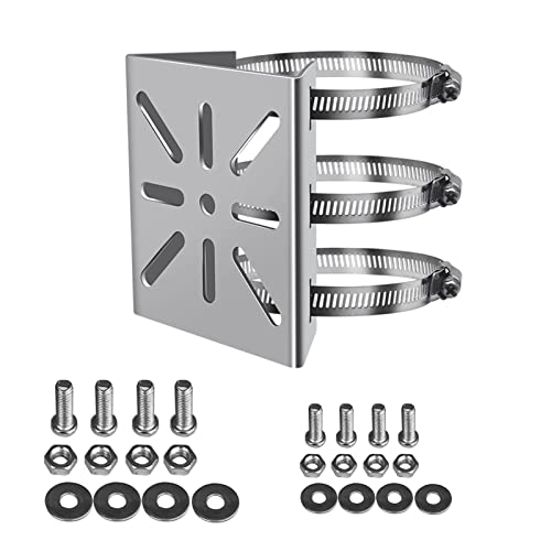 WiTi Universal Vertical Pole Mount for Security Camera, Stainless Steel Mounting Corner Bracket with 3 Loop Pipe Clamps, Suitable for CCTV Cameras LED Wall/Stage Lights, Solar Panels (small size) - Image 1