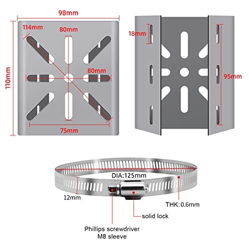 WiTi Universal Vertical Pole Mount for Security Camera, Stainless Steel Mounting Corner Bracket with 3 Loop Pipe Clamps, Suitable for CCTV Cameras LED Wall/Stage Lights, Solar Panels (small size) - Image 3