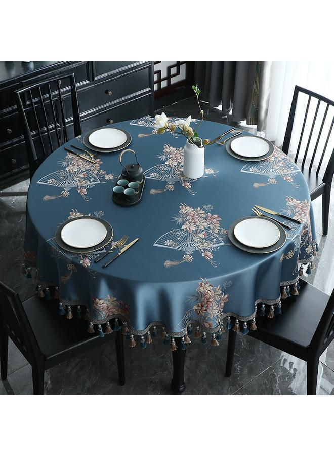 Bluejw Chinese Style Large Round Table Tablecloth Light Luxury High-end Hotel Special Household Waterproof And Oil-proof Dining Table Round Tang Yan - Image 4