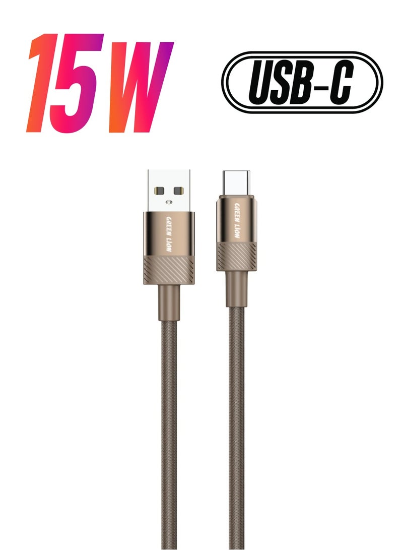 GREEN LION Desert Spark Cable USB-A to USB-C 1m 15W / Charge & Sync / Secure & Safe / Wide Compatible / 480Mbps Data Transfer / Quick Charge - Desert Titanium - Image 1