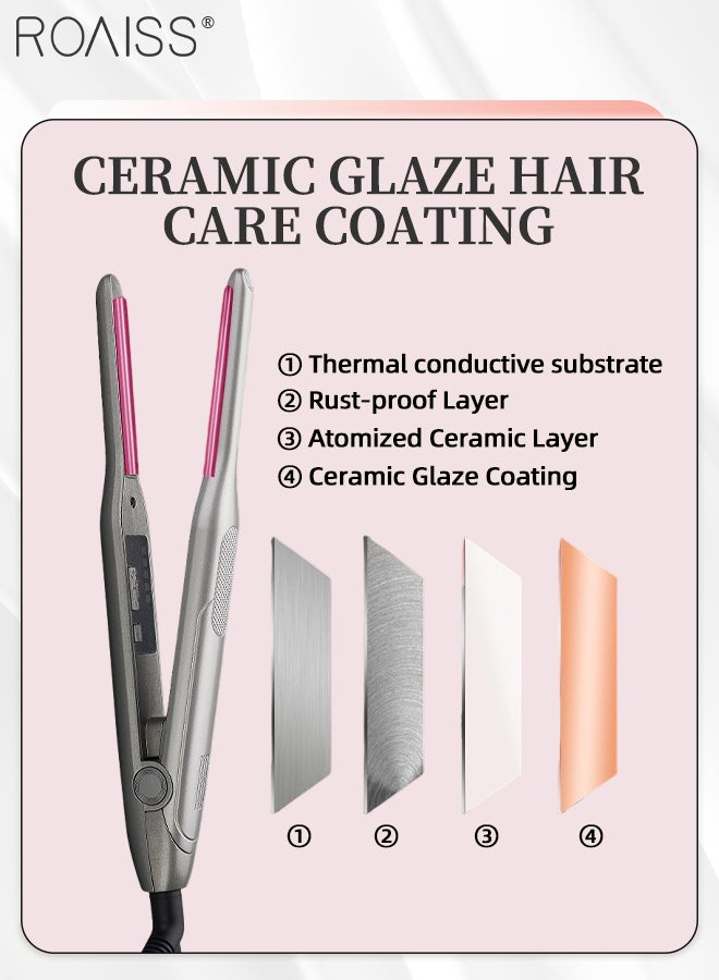 roaiss Professional 2-in-1 Hair Straightener & Curler Set, Volumizing Hair Styling Flat Iron for Short Beard and Hair 5 Temperature Settings for Curling, Straightening with Croc Clips, Pointed Tail Comb - Image 4