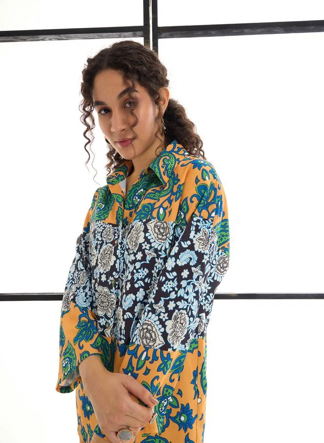 ساسافراس Paisley Print Shirt & Straight Leg Pants Co-Ords by Styli