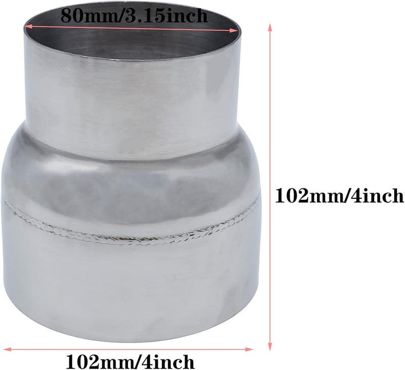 QISF 304 Stainless Steel Exhaust Adapter Connector 3"ID to 4"OD, 4" Overall Length Exhaust Pipe Reducer - Image 2