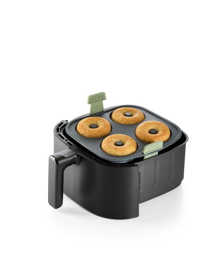Lekue Lékué Air Fryer Donut Mold - Make 4 Donuts in under 30 mins - 100% Platinum Silicone Baking Pan for Air Frying, Fits in Draw Tray, Pull-up Handles for Easy Removal, Non-Stick, Easy De-Molding - Image 5