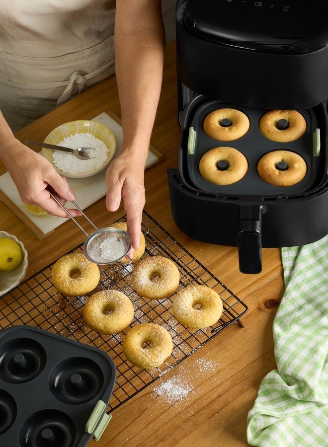 Lekue Lékué Air Fryer Donut Mold - Make 4 Donuts in under 30 mins - 100% Platinum Silicone Baking Pan for Air Frying, Fits in Draw Tray, Pull-up Handles for Easy Removal, Non-Stick, Easy De-Molding - Image 4