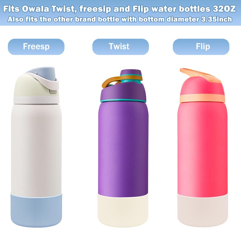 LUCKINEE 2Pcs Protective Silicone Boot Bottom Base for Owala FreeSip Twist and Flip Flask 32OZ and More Other Flask Water Bottles with Bottom Diameter 3.3-3.43in - Image 2