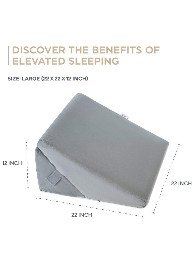 Memory Foam Wedge Pillow – Orthopedic Bed Wedge Cushion for Sleeping, Acid Reflux Relief, GERD, Snoring, Back & Neck Support, Leg Elevation, Reading, Pregnancy & Post Surgery Recovery with Washable Cover - Image 2