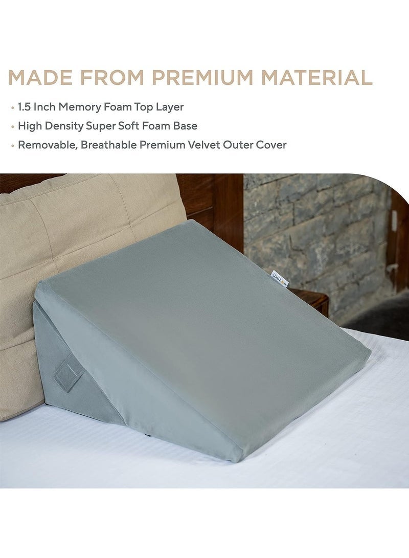 Memory Foam Wedge Pillow – Orthopedic Bed Wedge Cushion for Sleeping, Acid Reflux Relief, GERD, Snoring, Back & Neck Support, Leg Elevation, Reading, Pregnancy & Post Surgery Recovery with Washable Cover - Image 5