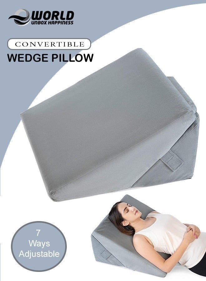 Memory Foam Wedge Pillow – Orthopedic Bed Wedge Cushion for Sleeping, Acid Reflux Relief, GERD, Snoring, Back & Neck Support, Leg Elevation, Reading, Pregnancy & Post Surgery Recovery with Washable Cover - Image 1