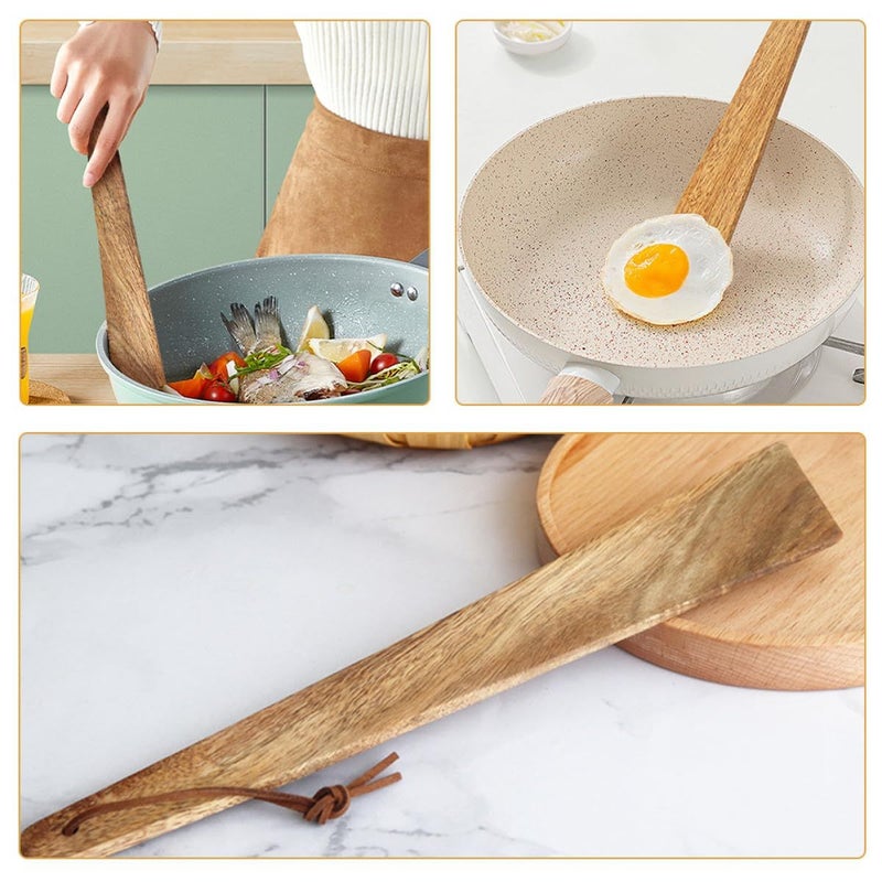 Wood Flat Cooking Spatula Small Outdoor Camping Kitchen Utensil Nonstick Portable Handle for Travel - Image 5