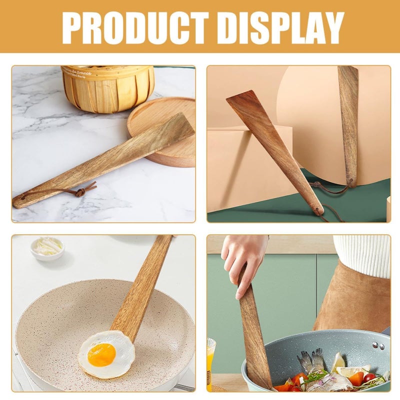 Wood Flat Cooking Spatula Small Outdoor Camping Kitchen Utensil Nonstick Portable Handle for Travel - Image 4