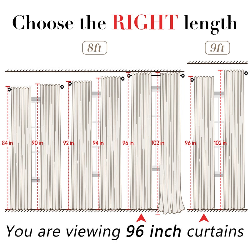 XTMYI Linen Curtains 96 Inch Long 2 Panel Set, Cream Sheer Pleated Curtain for Living Room, Modern Farmhouse Curtains for Dining Room Bedroom, Ivory Colored - Image 4