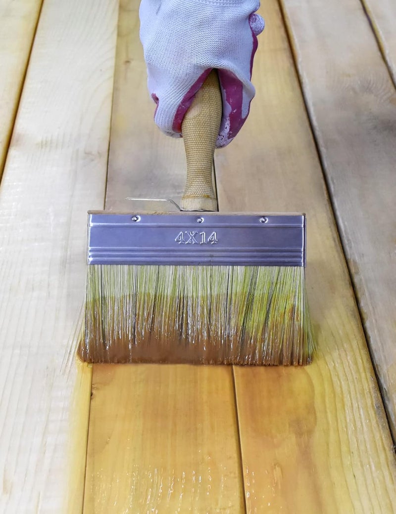 Rolling Dog 5.5" Deck Stain Limewash Brush - Wood Handle Large Deck Brush Applicator for Wall, Wood, Fence, Floor Painting - Image 4