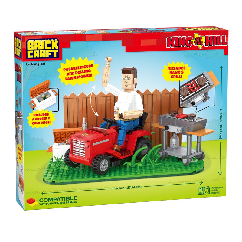 Brickcraft King of The Hill Hank Hillâ€™s Backyard Building Kit (586-Piece Set), Hank Hill Figure, Lawn Mower, Grill & Cooler, Animated TV Show Collectible Display Xmas Christmas - Image 5