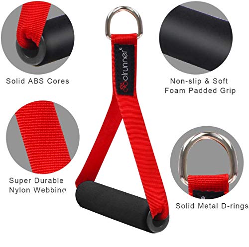 Coolrunner 2 Pair Resistance Band Handles Grips Fitness Strap Wide Design Heavy Duty Cable Handles with Solid ABS Cores, Heavy Gauge Welded D-Rings (4-Piece Set) - Image 3