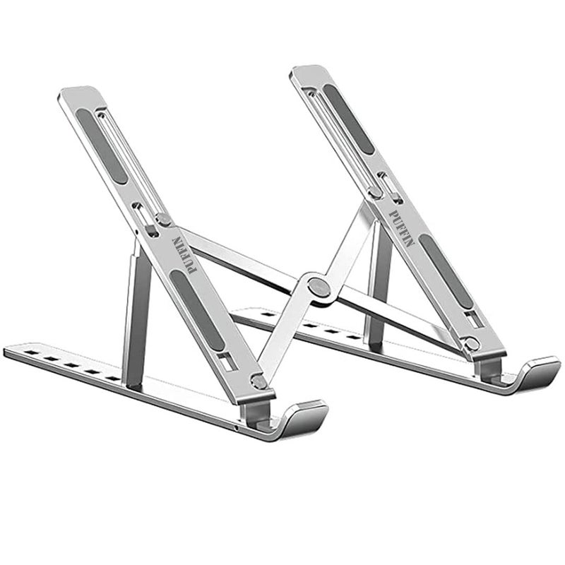 PUFFIN PUFFIN PFLP448 Laptop Stand Supports laptops Aluminium Alloy Body with 7 Adjustable Levels Anti Slip Silicon Rubber Pads Foldable Compatible with MacBook HP Dell Lenovo All Other Notebook - Image 1