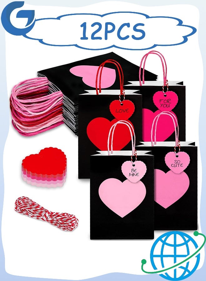 إم إكس إن 12 قطعة من أكياس الهدايا الورقية السميكة للحفلات مع مقابض وبطاقات تهنئة - حقيبة هدايا للوجبات الخفيفة وحقائب الطعام، وحقائب لحفلات أعياد الميلاد وحفلات الزفاف - Image 1