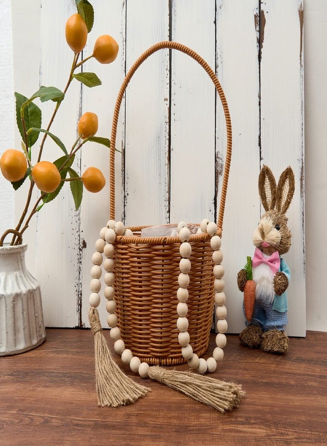 OMISHE 59in Wood Bead Garland with Tassels, Decorative Beads Decor, Farmhouse Wooden Beads Garland for Wall Hanging Home Festival Decor, Natural Beige - Image 4