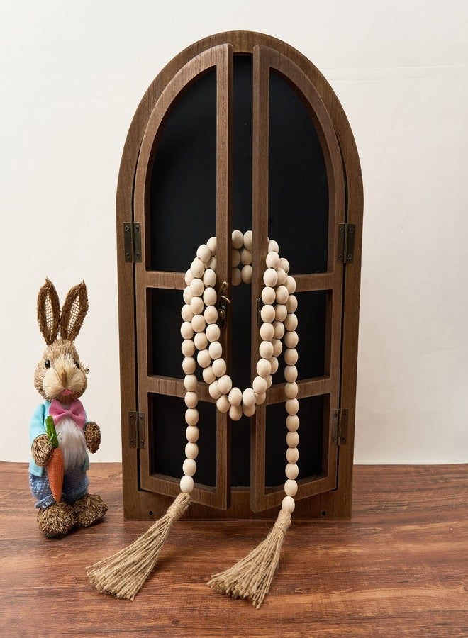 OMISHE 59in Wood Bead Garland with Tassels, Decorative Beads Decor, Farmhouse Wooden Beads Garland for Wall Hanging Home Festival Decor, Natural Beige - Image 5