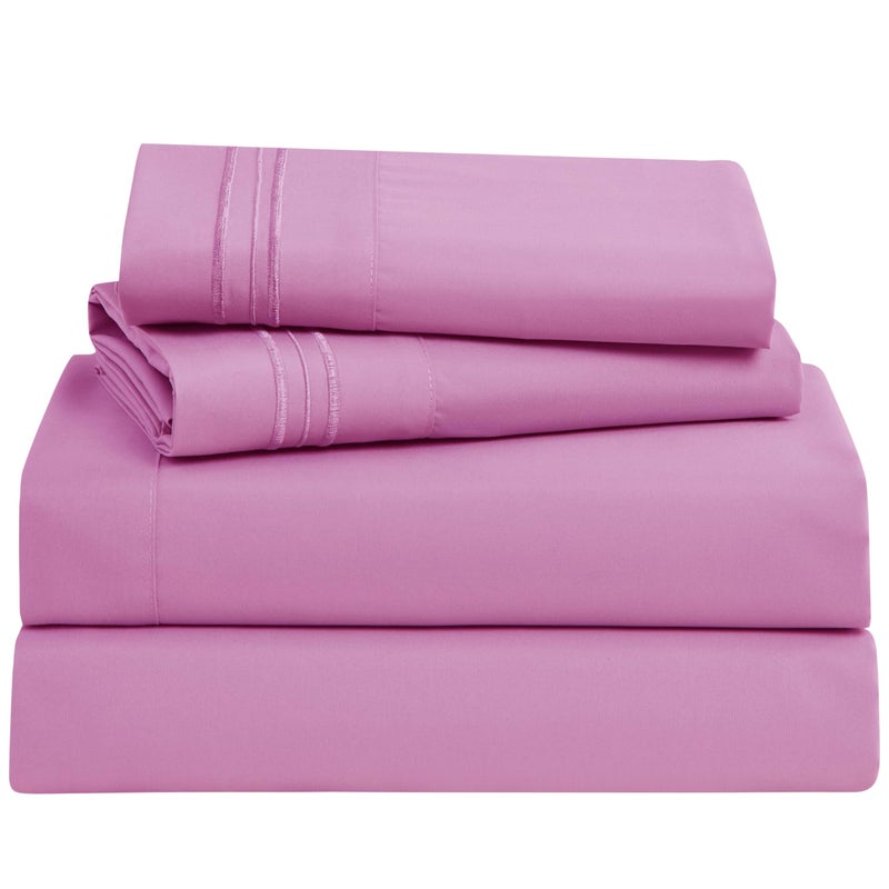Clara Clark Bed Sheets, Premier 1800 Series 4 Piece Bed Sheet Set, Deep Pocket, Wrinkle, Fade, Stain Resistant, Luxury Soft Bedding Sheets & Pillowcases, Full, Light Pink - Image 1