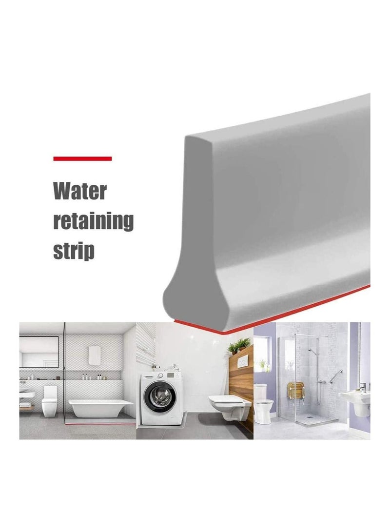 Collapsible Threshold Water Dam Self Adhesive Shower Barrier Bathroom And Kitchen Stopper Home Retention System Waterproof Flow Block Seal Strip 1.5M - Image 2