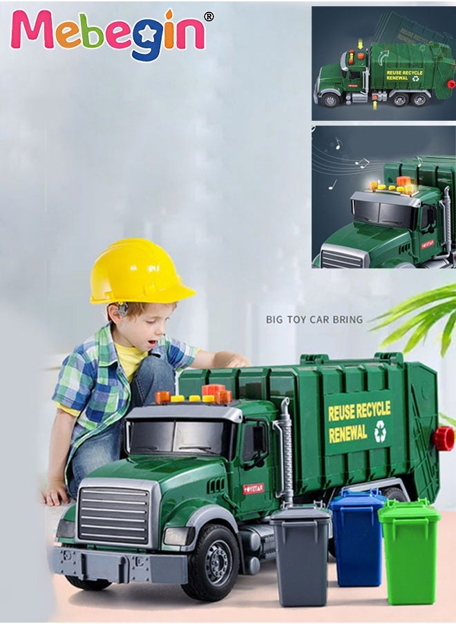 MEBEGIN - Engineering Trash Vehicle  Truck With Lights & Sounds Inertia Car Garbage Recycling Truck Toy Set - Image 1