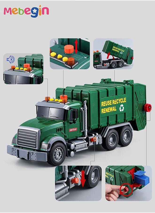 MEBEGIN - Engineering Trash Vehicle  Truck With Lights & Sounds Inertia Car Garbage Recycling Truck Toy Set - Image 1