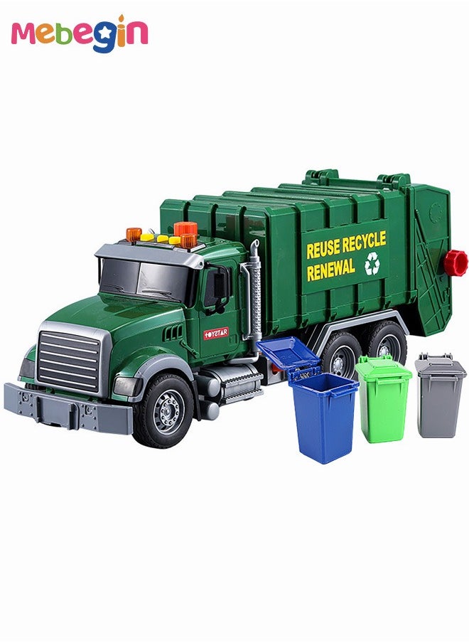 MEBEGIN - Engineering Trash Vehicle  Truck With Lights & Sounds Inertia Car Garbage Recycling Truck Toy Set - Image 1