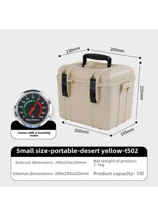 Generic Moisture-proof Storage Box Handle Safety Protection Box Waterproof Multifunctional Outdoor Home Fishing Camping Toolbox-Color:T502 Small Size  Handle Model + Free Humidity Meter + Sponge Pad  - Image 1