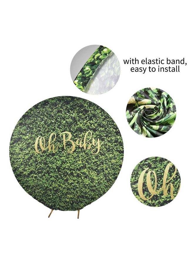 Leowefowa Green Leaves Wall Round Backdrop 7.5X7.5Ft Oh Baby Kids 1St Birthday Background For Photo Baby 1St Birthday Baby Shower Party Banner Supplies Photo Booth Props  - Image 4