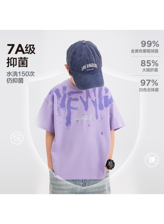 Zuoxi Boys' Summer T-shirt Short Sleeve Kids Cooling Antibacterial Top 2025 Summer Ice Feel Big Boys' Clothing - Image 3