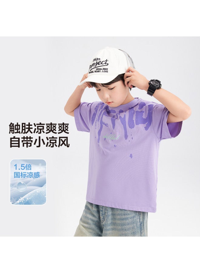 Zuoxi Boys' Summer T-shirt Short Sleeve Kids Cooling Antibacterial Top 2025 Summer Ice Feel Big Boys' Clothing - Image 5