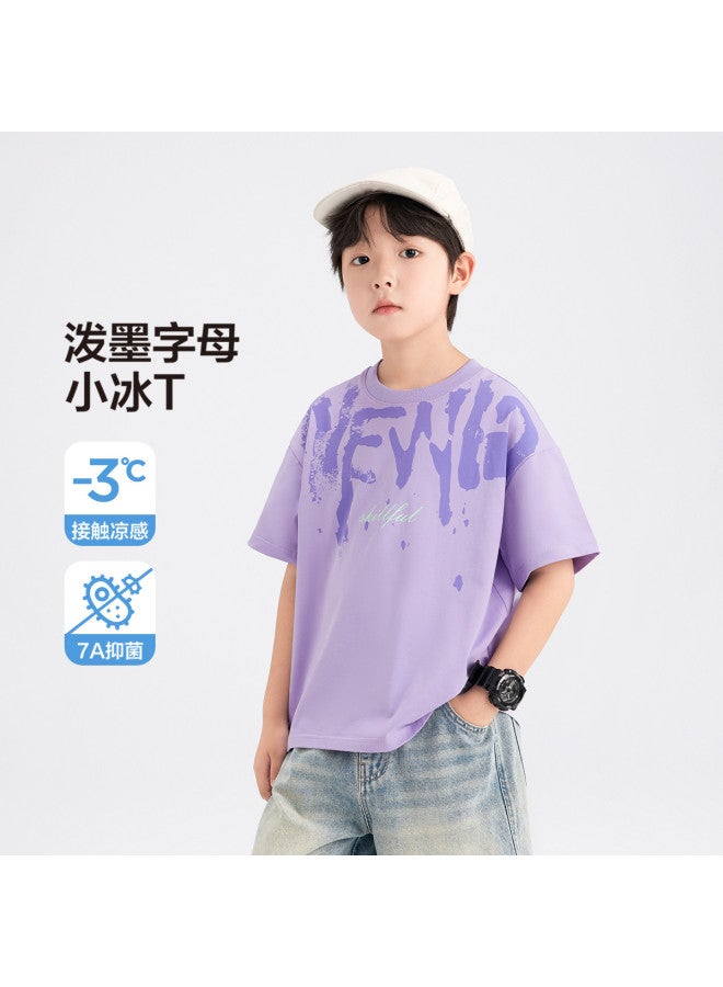 Zuoxi Boys' Summer T-shirt Short Sleeve Kids Cooling Antibacterial Top 2025 Summer Ice Feel Big Boys' Clothing - Image 2