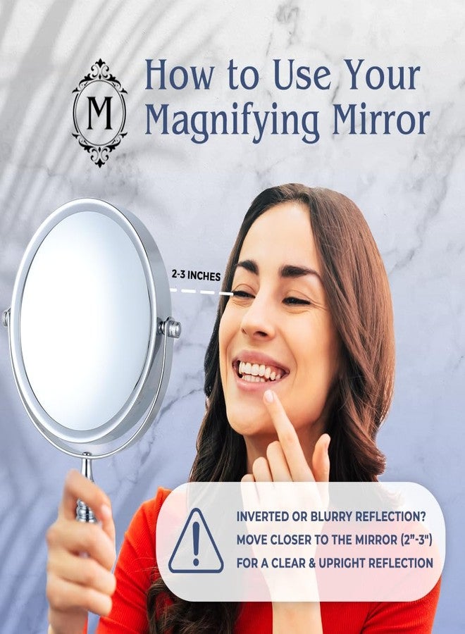 MIRRORVANA 20X Magnifying Makeup Mirror with Stand - Double-Sided 20X/1X Vanity Design for Desk, Countertop, or Bathroom Use - Ideal for Make Up and Skin Care Use - Stands 9" High x 6" Wide (Chrome) - Image 4