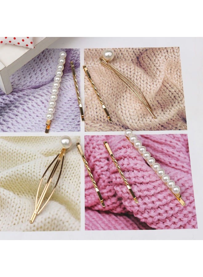 SUMAJU 16 Pieces Geometric Metal Hair Pins, Pearls Hair Clips Elegant Hair Barrettes Bridal Gold Metal Bobby Pins Dainty Embellished Bobby Pins for Woman and Girls - Image 3