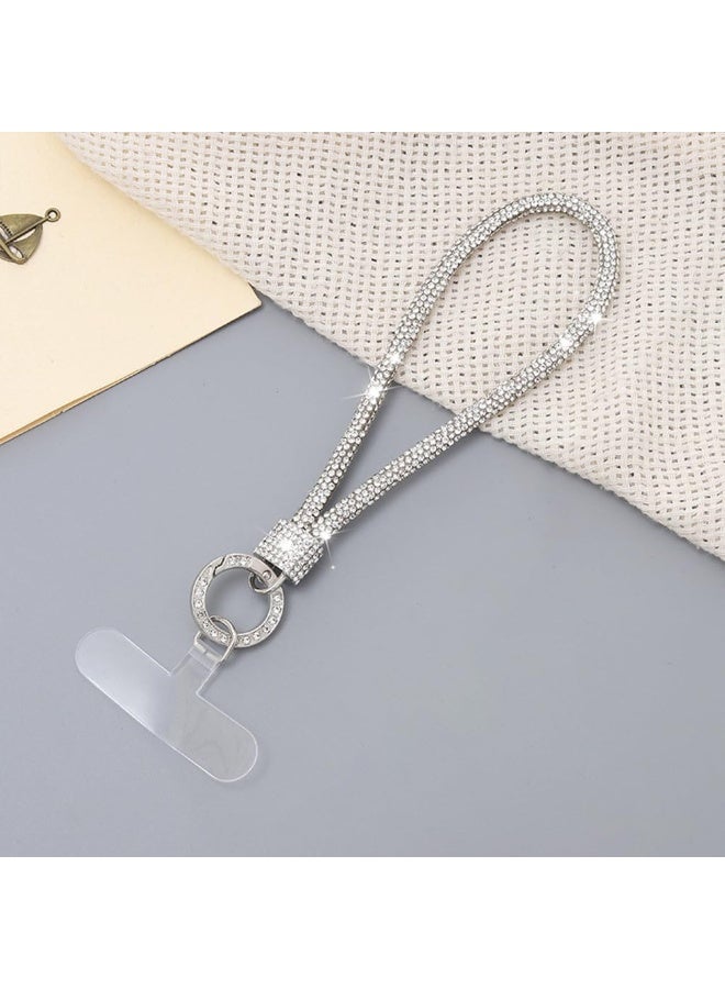 Glitter Phone Wrist Strap, Bling Rhinestone Short Hand Lanyard Bracelet with Keychain & Card Holder, Universal Mobile Phone Chain & Handbag Strap for Women - Image 3