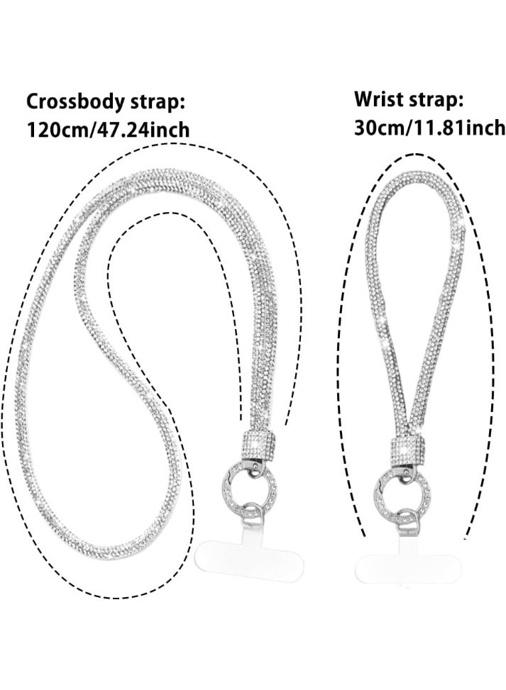 Glitter Phone Wrist Strap, Bling Rhinestone Short Hand Lanyard Bracelet with Keychain & Card Holder, Universal Mobile Phone Chain & Handbag Strap for Women - Image 4