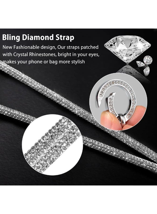Glitter Phone Wrist Strap, Bling Rhinestone Short Hand Lanyard Bracelet with Keychain & Card Holder, Universal Mobile Phone Chain & Handbag Strap for Women - Image 5