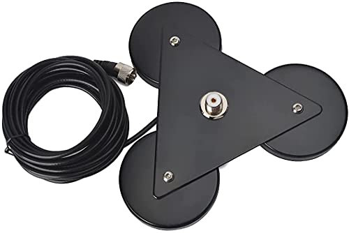 HYS Heavy Duty Mobile Car/Truck SO-239 8.8inch Triangle Magnet Mount Base W/5M(16.4ft) RG58 Coaxial Cable PL-259 Plug - Image 1