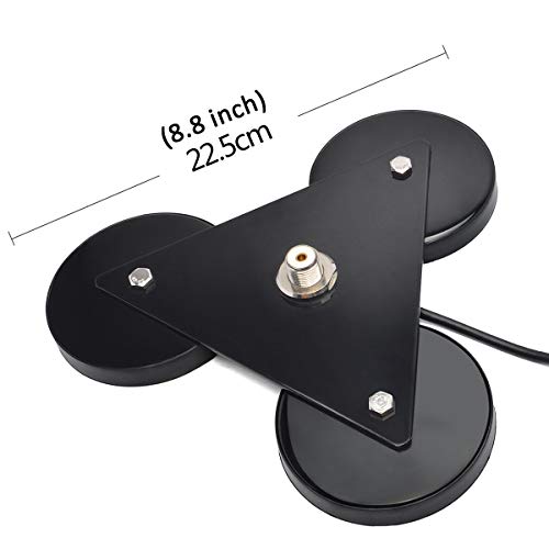 HYS Heavy Duty Mobile Car/Truck SO-239 8.8inch Triangle Magnet Mount Base W/5M(16.4ft) RG58 Coaxial Cable PL-259 Plug - Image 2