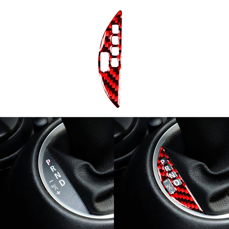 PJFUS Car Interior Decoration Red Carbon Fiber Center Console Gear Shift Sport Mode Panel Sticker Compatible with Mini Cooper Hardtop 20072010 R56Clubman 20082010 R55Convertible 20092010 R57