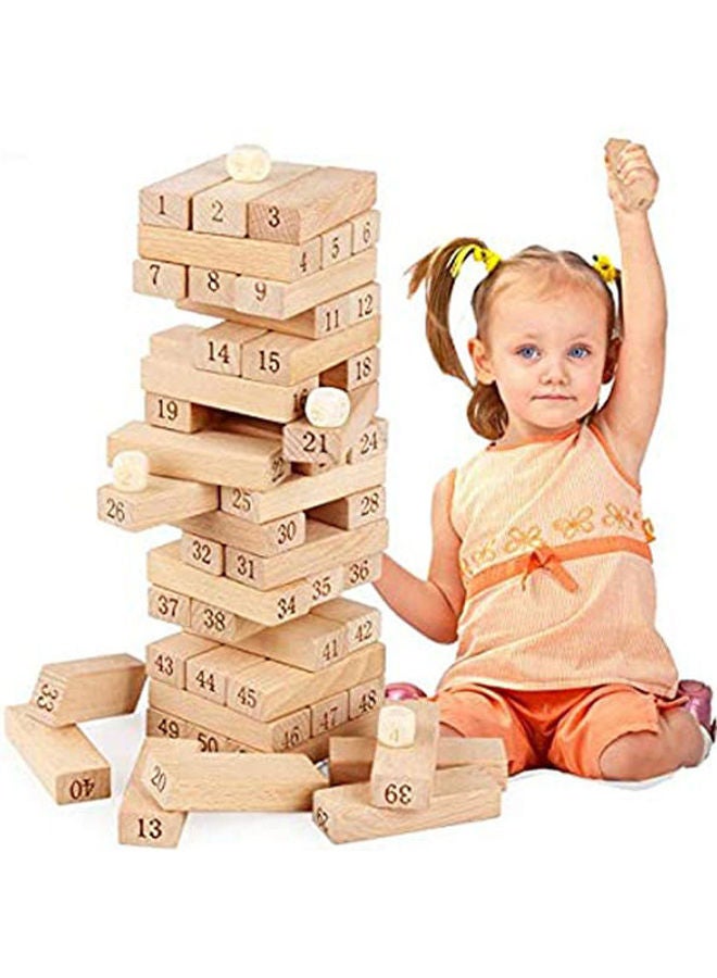 KB-852M987323 51 Piece Quality Beech Wooden Tower Building Blocks Domino Jenga Game Toy 5+ Years