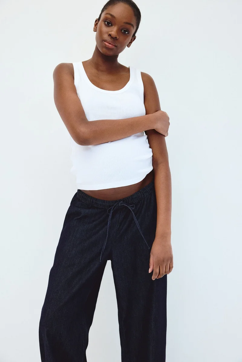 H&M  MAMA Denim drawstring trousers for Women | Best Price UAE