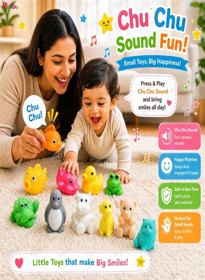 Vikrida Floating Baby Bath Toys for Kids | Chu Chu Sound Non-Toxic Rubber Squeeze Bathing Toys for Toddlers & Babies (Multicolour) - Image 5