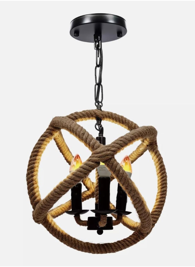 A F N Lighting - A F N LIGHTINGS Rustic Rope Sphere Ceiling Light, Farmhouse Chandelier Pendant Lamp Fixture for Kitchen, Dining Room, Living Room, and Bedroom - Image 1