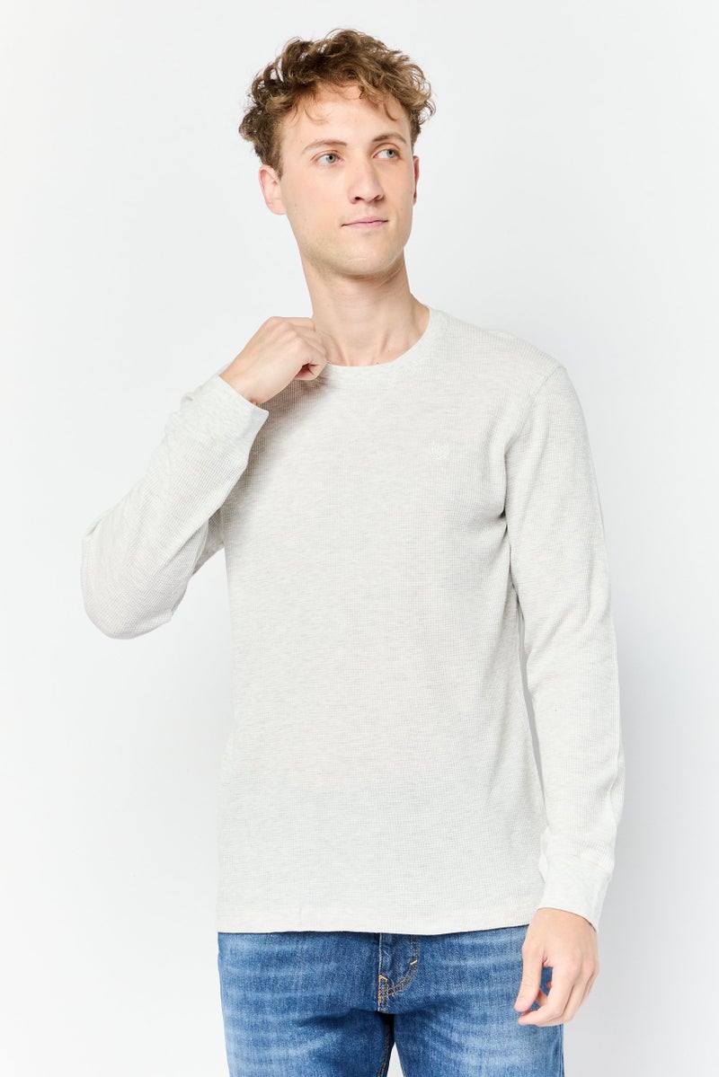 Chaps Men Crew Neck Long Sleeve Embroidered Logo Sweatshirt, Light Grey - Image 1