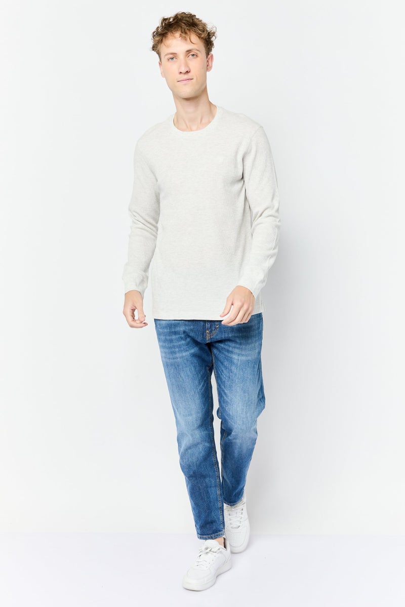 Chaps Men Crew Neck Long Sleeve Embroidered Logo Sweatshirt, Light Grey - Image 2
