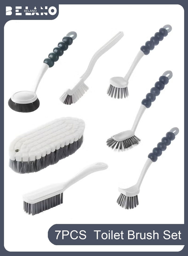 BELANO 7-Piece Household Cleaning Brush Set, Deep Scrubbing Kit for Kitchen Stove, Bathroom Grout, Window Tracks & Shoes (Multipurpose) - Image 1