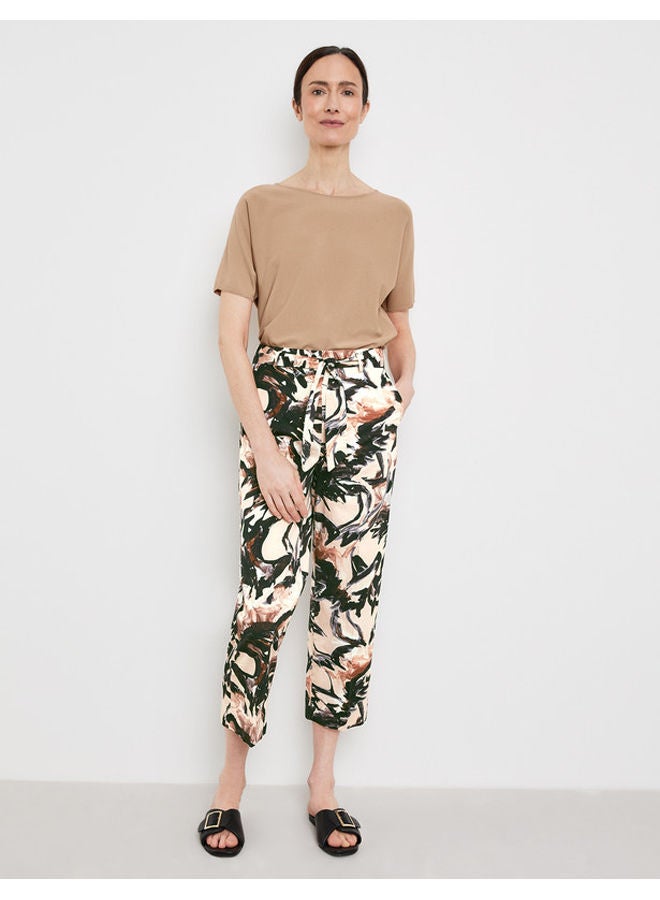 GERRY WEBER Patterned 7/8-length trousers with a tie-around belt  - Image 2