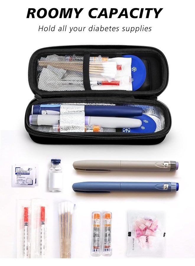 GD Insulin Cooler Travel Case with Temperature Display Small Compact Fridge Cooler Medicine Bag with 2 Reusable Ice Pack - 6-8 Hours Cooling Medication Pens Diabetic Supplies Storage Case for Travel & Daily Use - Image 4